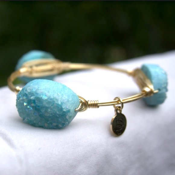 Bourbon & Bowties | Teal Crystal Chunky Bangle - Picture 3 of 7